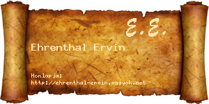 Ehrenthal Ervin névjegykártya